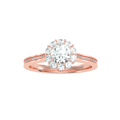 Halo-Solitärring aus 18-karätigem Roségold mit 1,03 Karat Diamanten