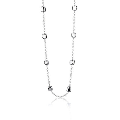 Collana in argento lunga elementi lucidi