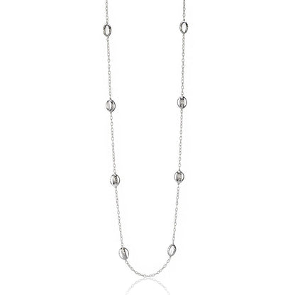Collana in argento lunga con elementi incisi