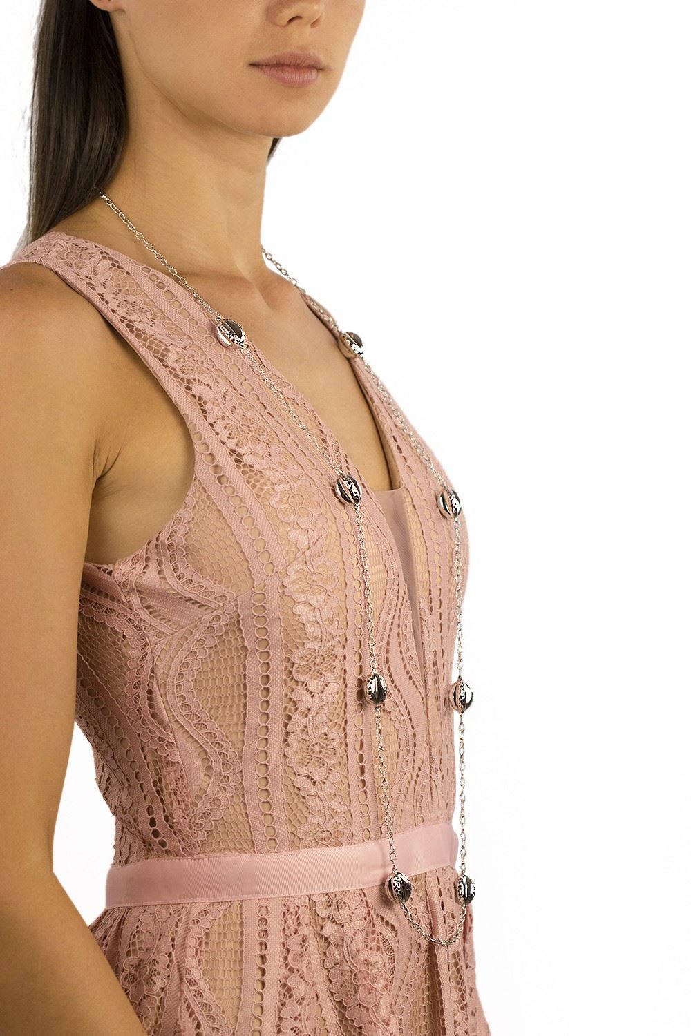 Collana in argento lunga con elementi incisi