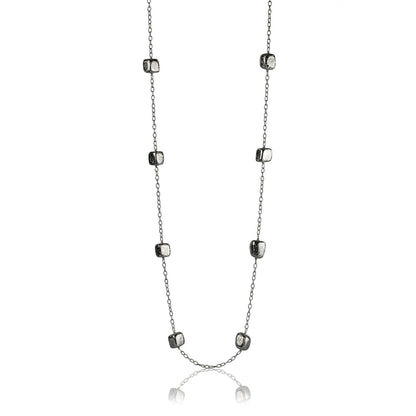 Collana in argento lunga elementi incisi