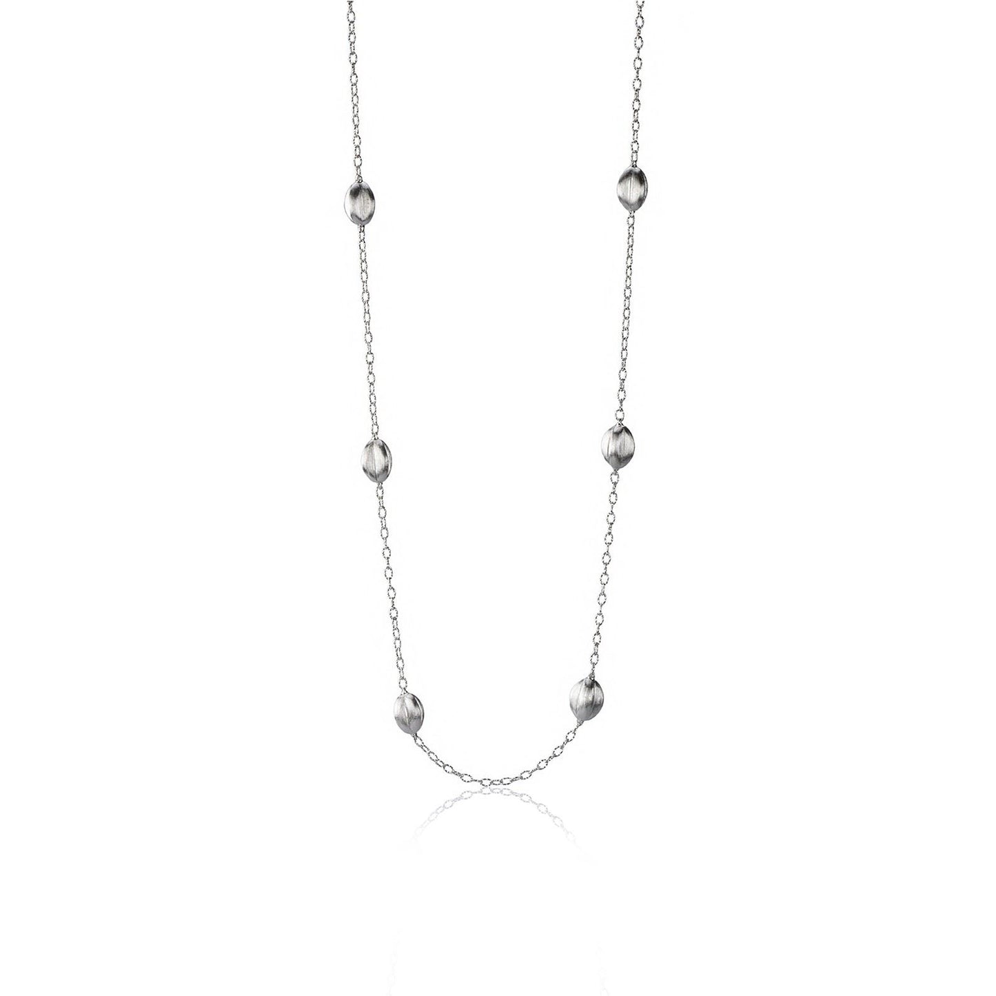 Collana in argento lunga elementi incisi