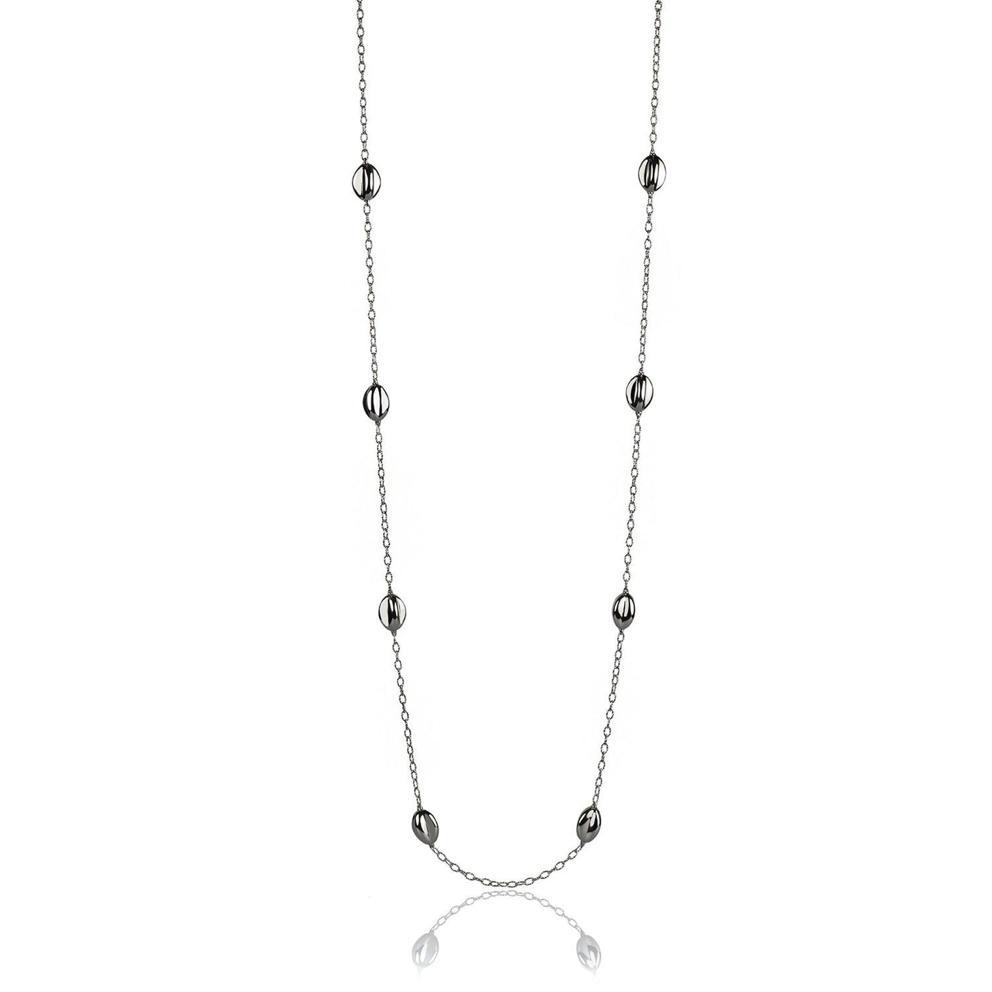 Collana in argento lunga elementi lucidi