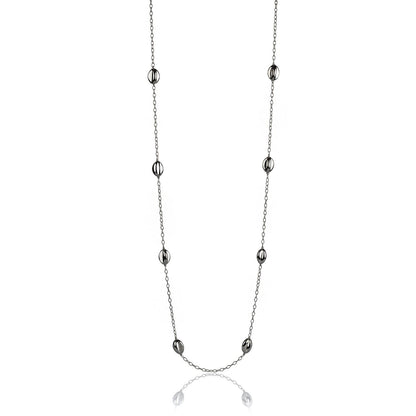 Collana in argento lunga elementi lucidi