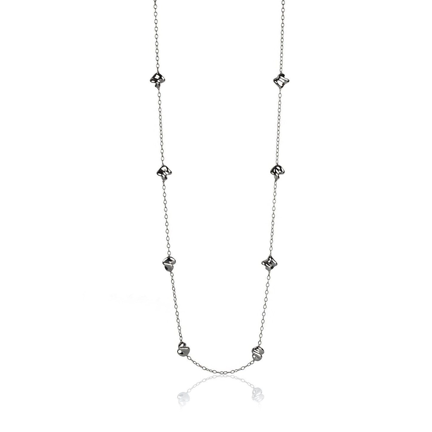 Collana in argento lunga con elementi lucidi
